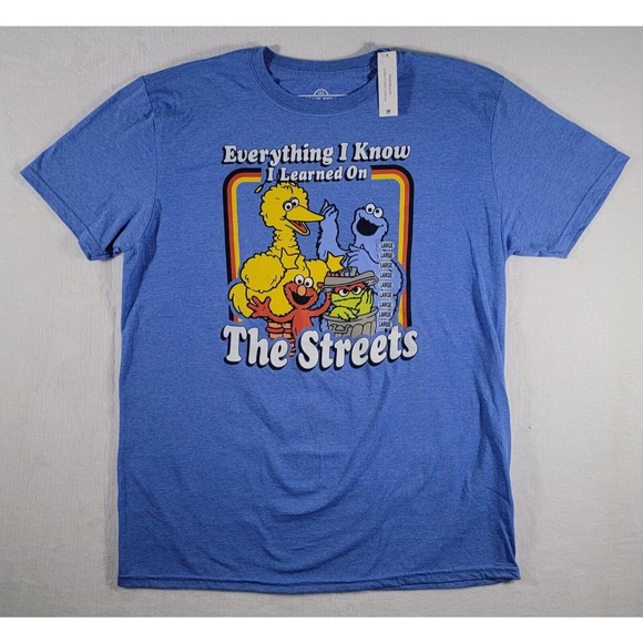 Sesame Street Other - Sesame Street Adult T-Shirt Large Everything I Know I Learned On The Streets NEW